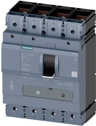 Siemens 3VA1463-6GF42-0AA0 Leistungsschalter in Grau mit einem Einstellbereich von 441 - 630A und einer Schaltspannung von max. 690 V/AC oder 600 V/DC - Bild 1