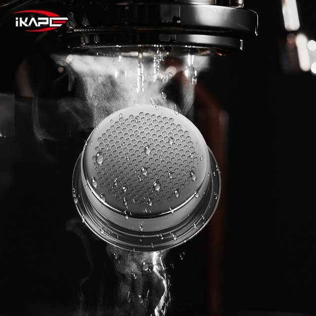IKAPE Präzisions-Kaffeefilter aus Edelstahl in Silber für bodenlose Siebträger mit hoher Extraktion - Bild 1