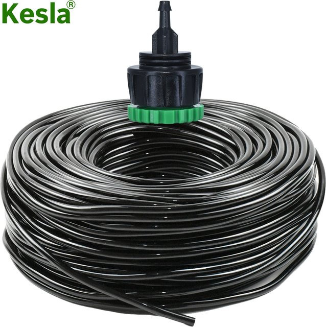 KESLA Garten Bewässerungsschlauch aus PVC mit Schnellstecker für Micro Drip Systeme, Farbe: Schwarz, Durchmesser: 4/7 mm - Bild 1