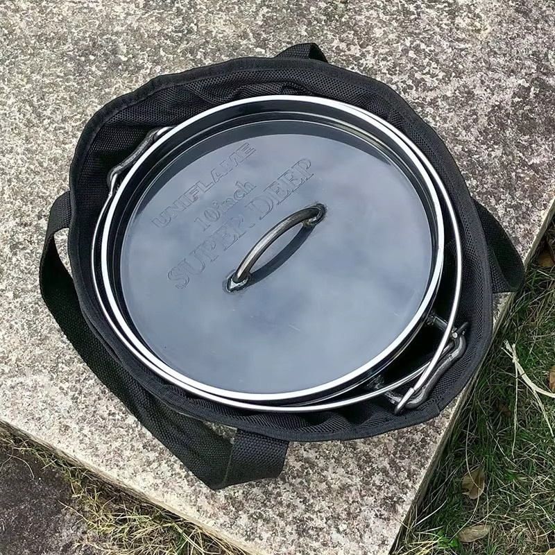 CAMPINGMOON DO-28-BK Outdoor-Camping-Grill-Aufbewahrungstasche aus Canvas in Schwarz mit Tragegriffen für Dutch-Pot und Kochutensilien - Bild 4