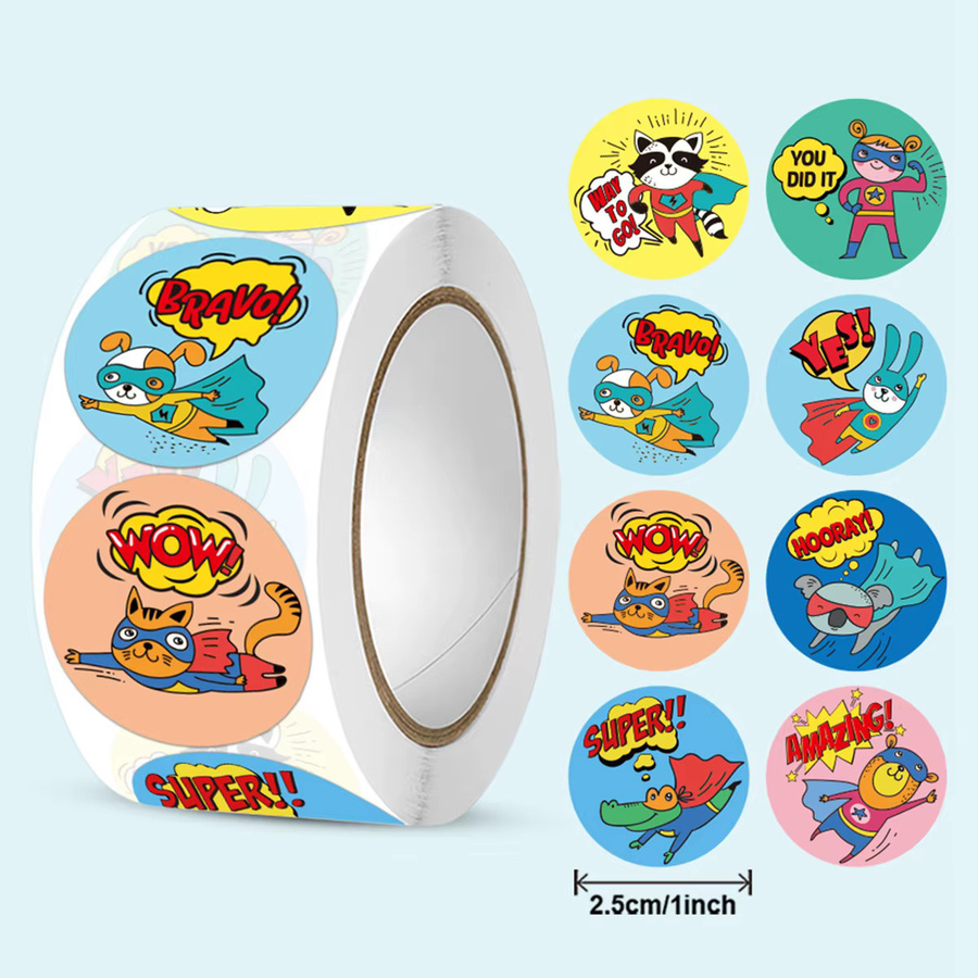 Runde Cartoon-Tier-Aufkleber für Kinder in Mehrfarbig, Durchmesser: 2,5 cm - Bild 2
