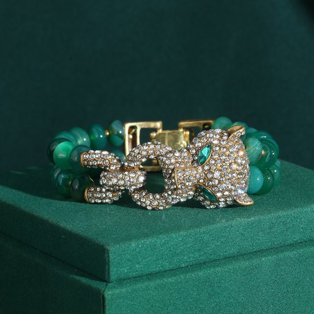 STALAIT Armband, Leopardenkopf, Strassbesatz, goldfarben, Damen - Bild 1