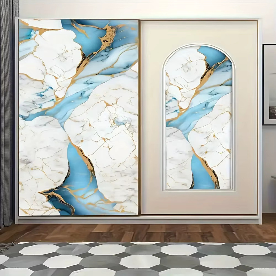 TTOKKONG WALLPAPER Wasserfeste Vinyl-Kontaktpapier Tapete in Blau mit abstraktem Marmor-Design, B/H: 40 x 200 cm - Bild 5