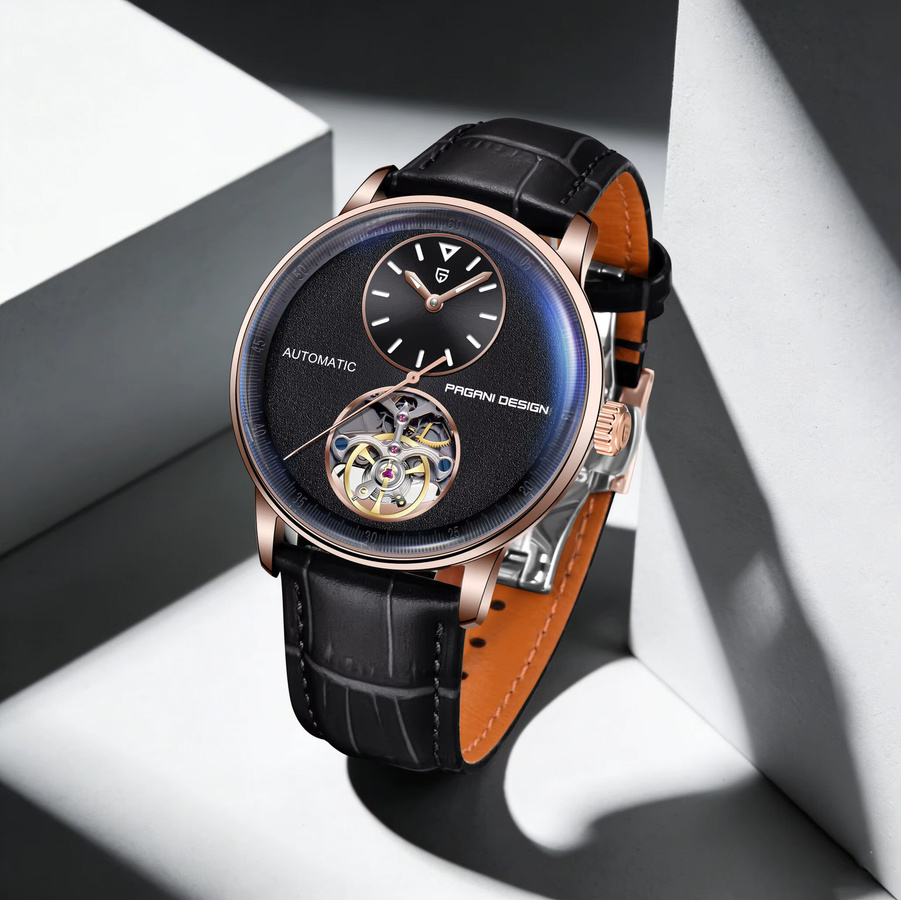 PAGANI DESIGN Armbanduhr Automatik, Leder, Blau, Herren - Bild 3