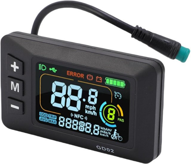 Fishine E-Bike LCD-Display mit hochauflösendem hintergrundbeleuchtetem Farbbildschirm und wasserdichtem Stecker in Grau und Schwarz - Bild 1