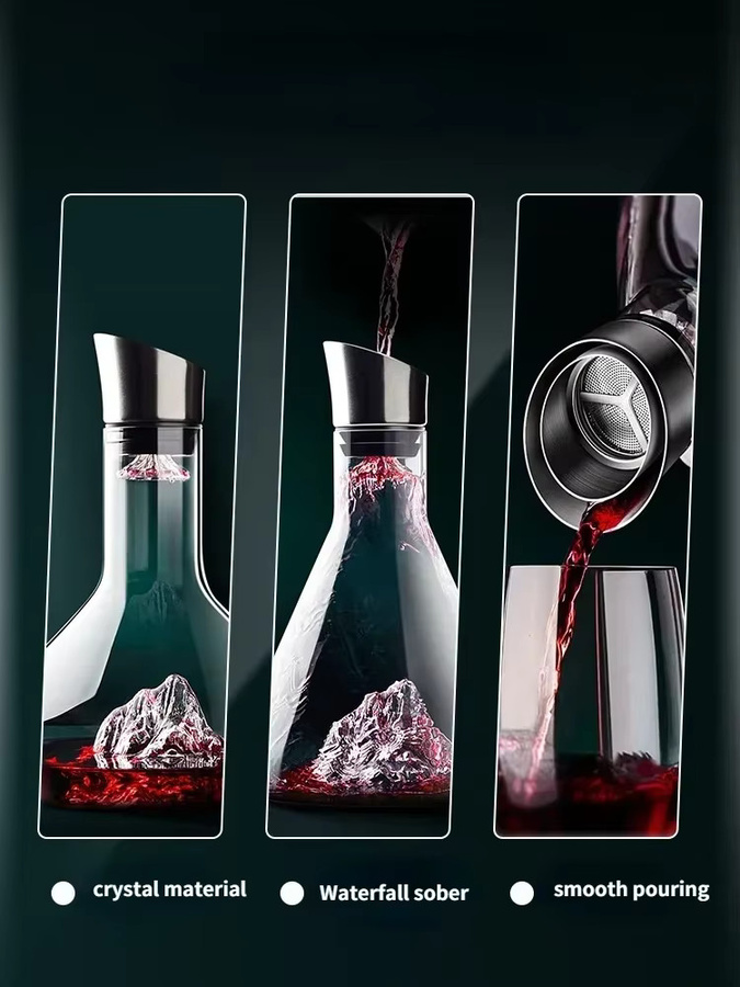 Kreatives Kristallglas Wein und Whisky Dekanter Set aus bleifreiem Glas, 1,5 l - Bild 4