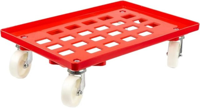 PROREGAL Transportroller für Euroboxen mit Gitter und Rasterdeck, Farbe Rot, mit 4 Kunststoff-Lenkrollen, Traglast 300 kg - Bild 1