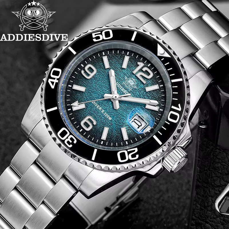 ADDIESDIVE Taucheruhr, Quarz, Edelstahl, Keramik-Lünette, 41 mm, Herren - Bild 3