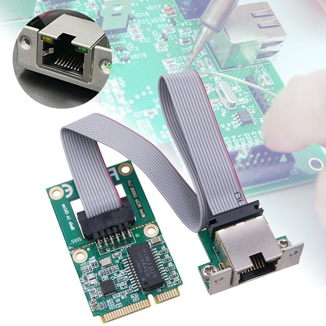 VODOOL Mini PCI Express Gigabit-Ethernet-Adapter mit RJ45-Anschluss, 10/100/1000M LAN-Netzwerkkarte für Desktop-PC, Grün - Bild 1