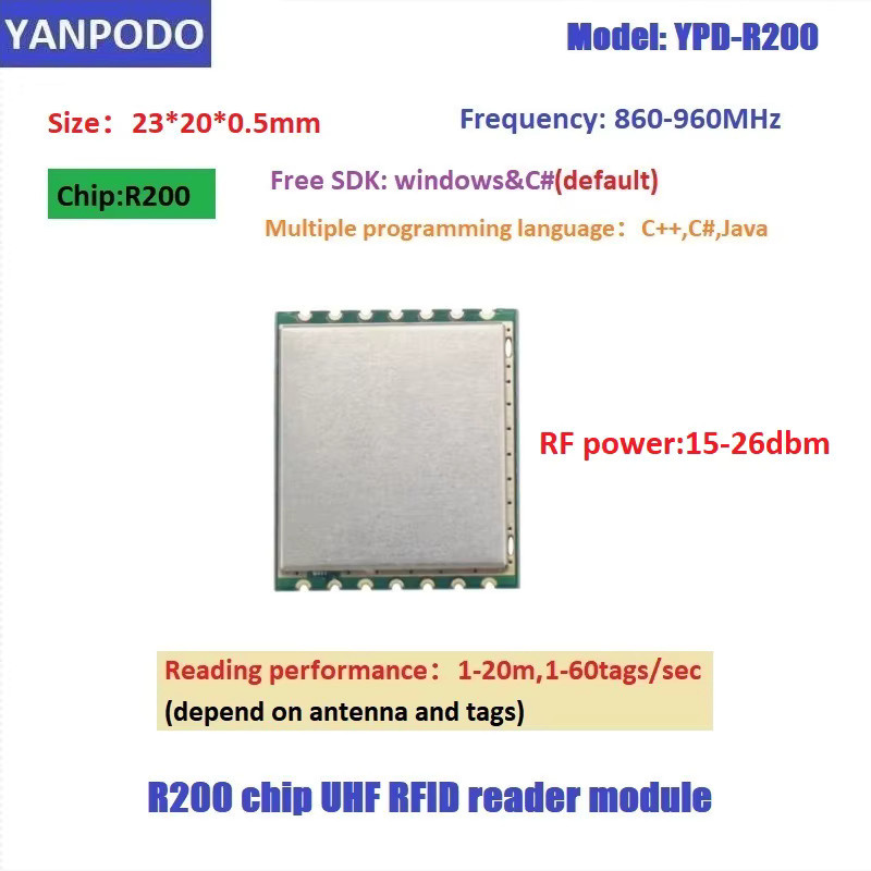 UltraRFID R200 Chip UHF RFID Lesermodul-Platine mit Antenne, USB-C, TTL UART, Reichweite 1-15m, inklusive SDK für ESP32, Raspberry Pi und Android - Bild 2