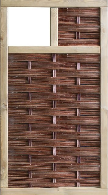 T & J Weidengeflechtzaun Labo-3D mit Fenster oben, braun, B: 94 cm, H: 180 cm - Bild 1