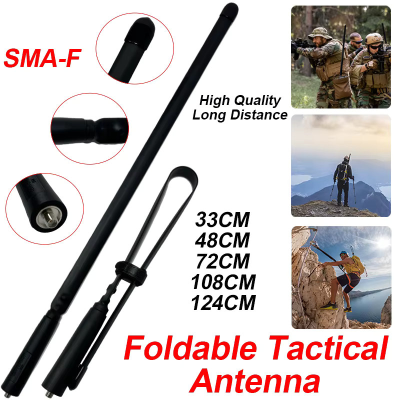 KEEPTOP Taktische Dual Band Antenne VHF UHF 144/430 MHz mit SMA-Buchse, faltbar, Schwarz, für Walkie Talkie Baofeng UV-13PRO UV-5R und Quansheng - Bild 2