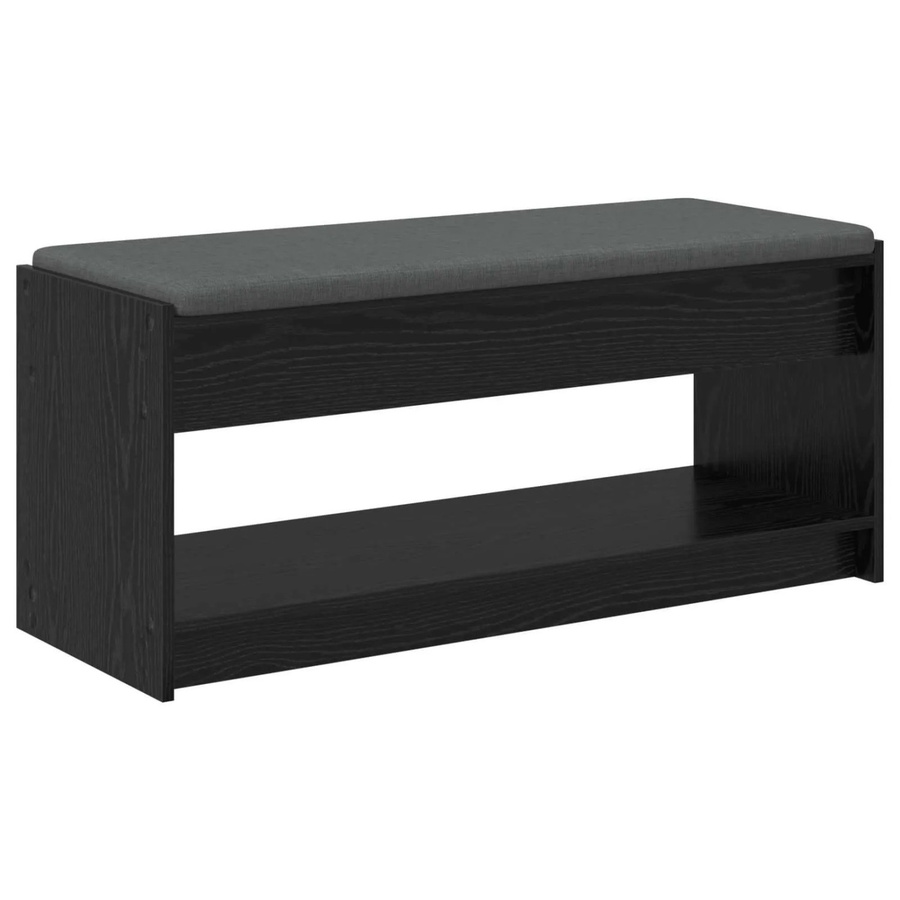 vidaXL Flurbank mit Kissen und Schuhregal in Eiche Schwarz, B/T/H: 103 x 38 x 45 cm - Bild 2