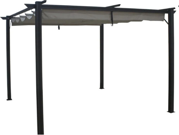 Moderne Pergola aus Aluminium mit Schiebedach aus Polyester in Anthrazit, B/T/H: 295 x 295 x 225 cm