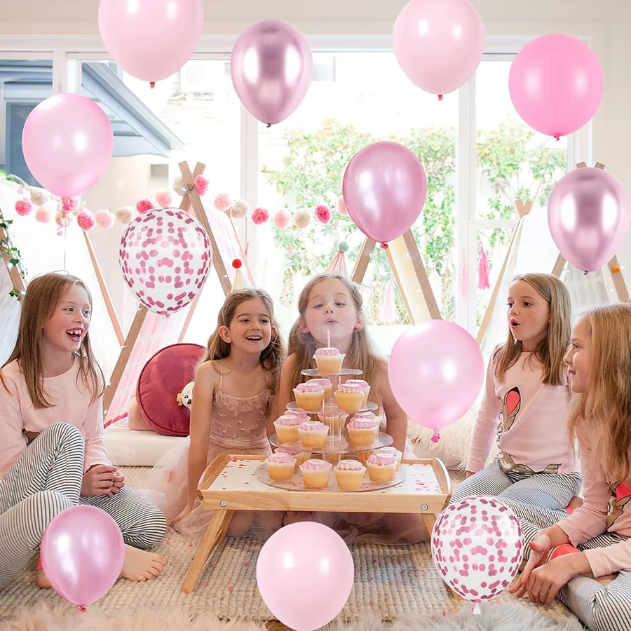 Surpsea Latexballons Set in Pink und Weiß mit Metallic Konfetti für Hochzeit, Geburtstag oder Babyparty - Bild 2