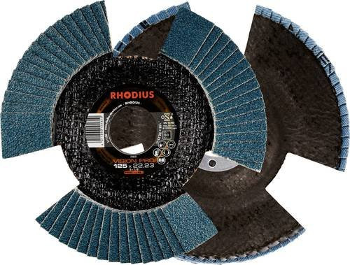 Rhodius VISION PRO PACK Fächerschleifscheiben, Durchmesser: 125 mm, Bohrungs-Ø: 22,23 mm, Körnung: 60, 5 Stück, Blau/Transparent - Bild 1