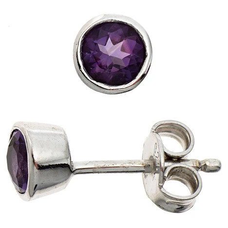 Colfem Ohrstecker 925 Silber, Amethyst, lila, Unisex - Bild 1