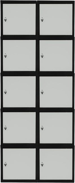 PROREGAL Blocky Schließfachwürfel Set aus 10 Stück mit Drehriegelschloss für Vorhängeschlösser, Anthrazit/Lichtgrau, B/T/H: 40 x 40 x 40 cm - Bild 1