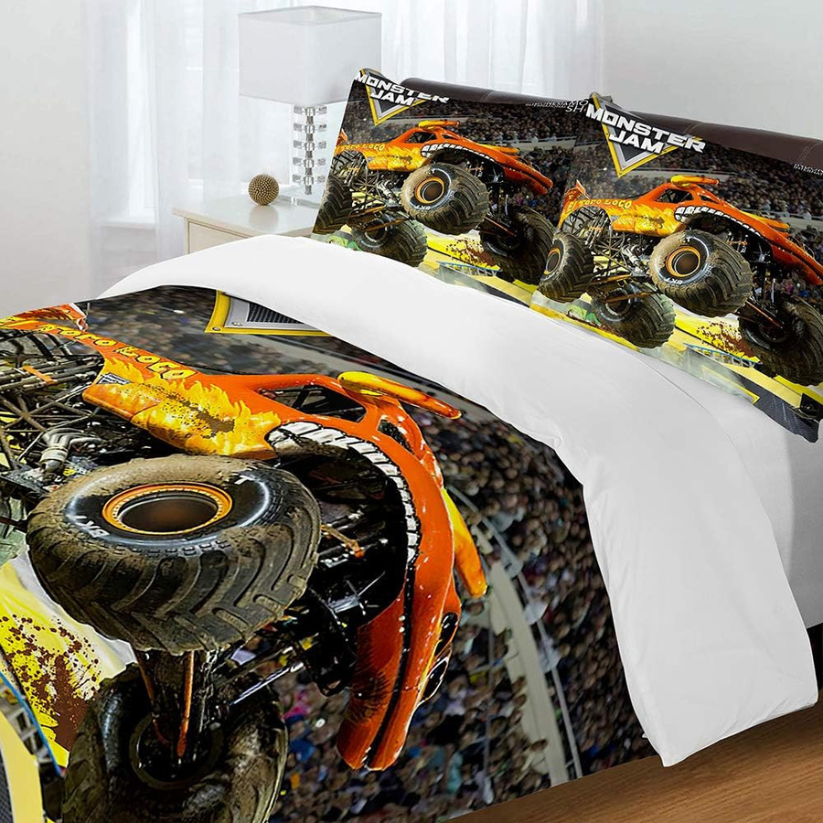 Allbestart Bettwäsche-Set Monstertruck für Kinder mit 1 Bettbezug und 2 Kissenbezügen, Mikrofaser, Mehrfarbig, B/H: 90 x 200 cm - Bild 1