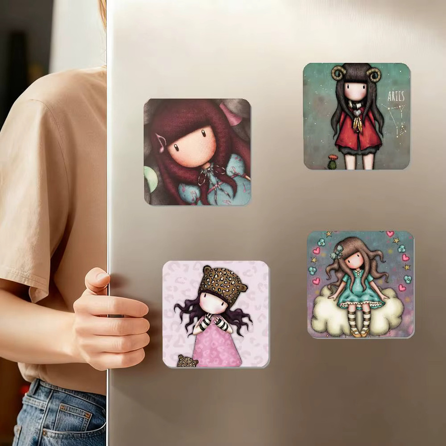 Santoro Gorjuss Girl Kühlschrankmagnet quadratischer Aufkleber mit Animal Print - Bild 4