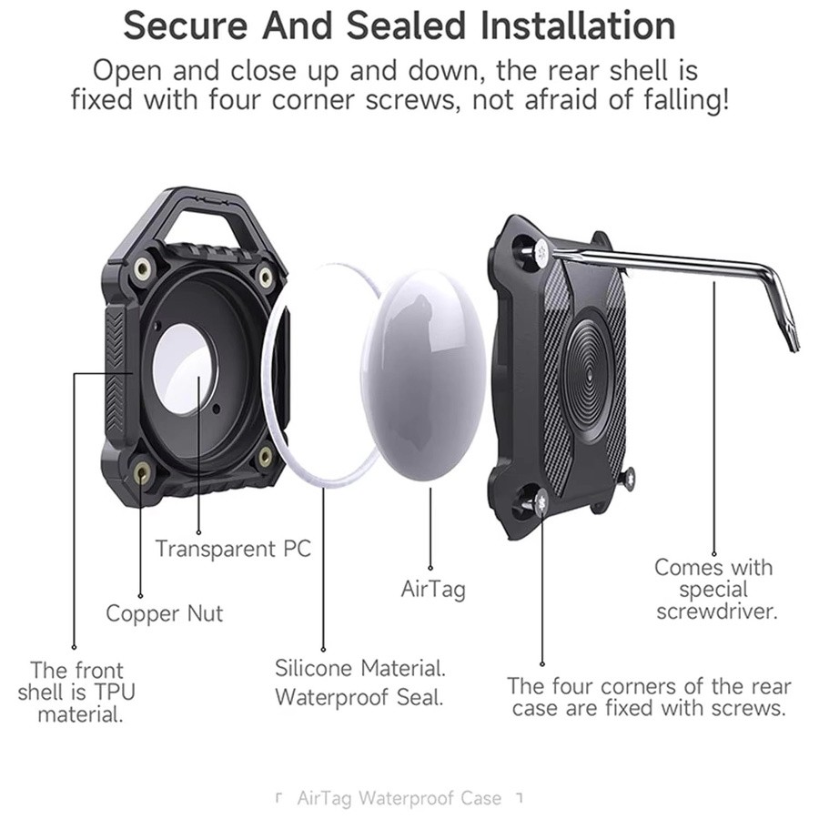 Wasserdichter Apple AirTag Schlüsselanhänger Schutzhülle mit Schraubverschluss für Schlüssel, Taschen und Haustierhalsbänder - Bild 2