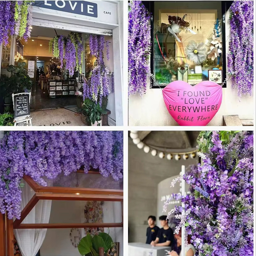 TTCY Künstliche Rattan-Blumen Girlande in Lila für Wanddekoration und Hochzeitsdeko - Bild 2