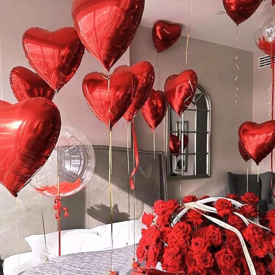 Roter Herz-Folienballon von Surpsea für Valentinstag, Hochzeit und Jahrestag, Durchmesser: 45,72 cm - Bild 2