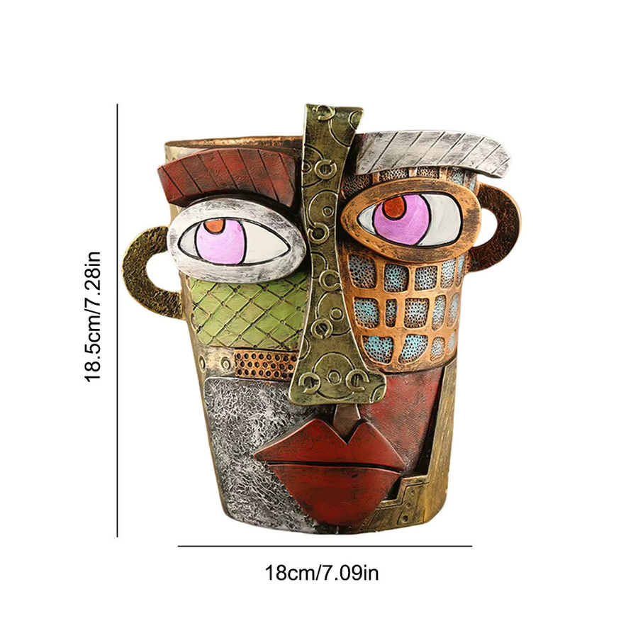 Abstrakter Blumentopf in Gesichtsform von alloet aus Kunstharz, bunter Pflanzentopf im modernen Design - Bild 4