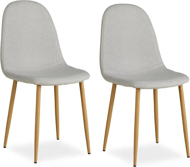 Homestyle4u Esszimmerstuhl 2er Set modern in Grau aus Polyester und Metall - Bild 1