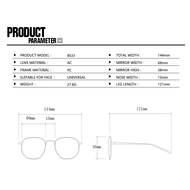 XJiea Sonnenbrille, oval, Unisex, Vollrand, Kunststoff, schwarz - Bild 4