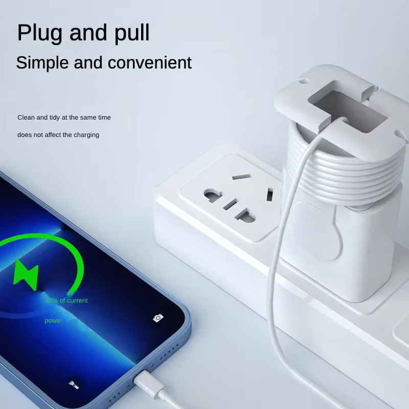 Multifunktionale Ladekabel-Schutzhülle in Weiß als tragbarer Datenkabel-Aufwickler und kompakter Reise-Elektronik-Kabelorganizer - Bild 2