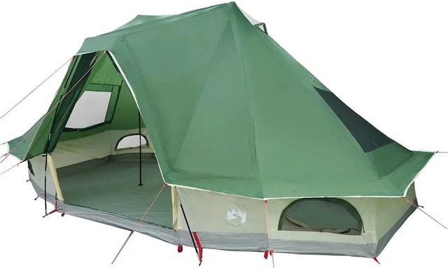 vidaXL Familien-Tipi-Zelt mit Dach Grün B/T/H: 466 x 310 x 240 cm - Bild 1
