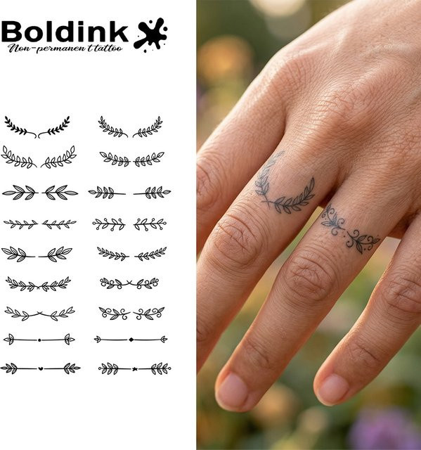 BOLDINK Plant Branch Line Tattoo-Aufkleber, Unisex - Bild 1