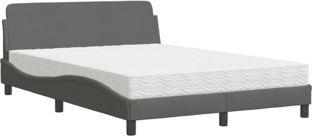 vidaXL Bett mit Matratze in Grau aus Stoff und Kiefernholz, B/T/H: 120 x 200 x 17 cm - Bild 1