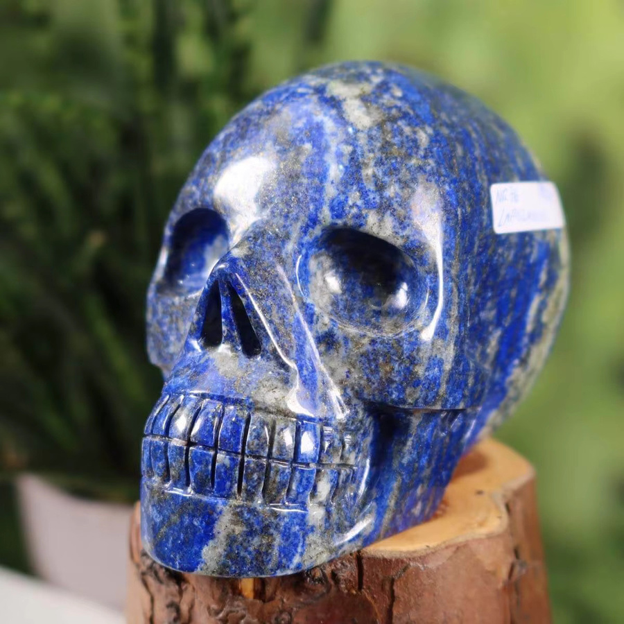 Handgefertigter Lapislazuli-Schädel von CrystalHola in Blau zur Dekoration für dein Zuhause oder dein Büro - Bild 3