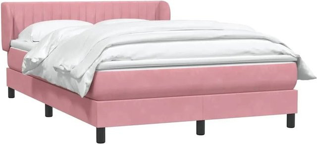 vidaXL Boxspringbett mit Matratze in Rosa, Hybridbett mit Taschenfederkern aus Samt, B/T/H: 140 x 210 x 78 cm - Bild 1
