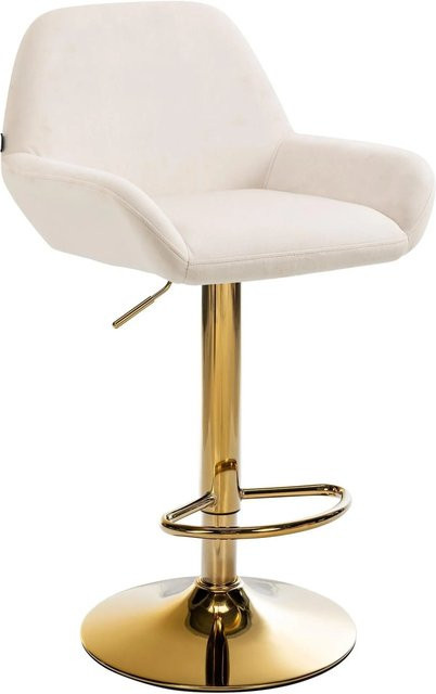 DELUKE Barhocker BIKEL Barstuhl aus Samt in Creme Gold mit Lehne und 360 Grad Drehbarkeit, höhenverstellbar, B/T/H: 51 x 52 x 89 cm - Bild 1