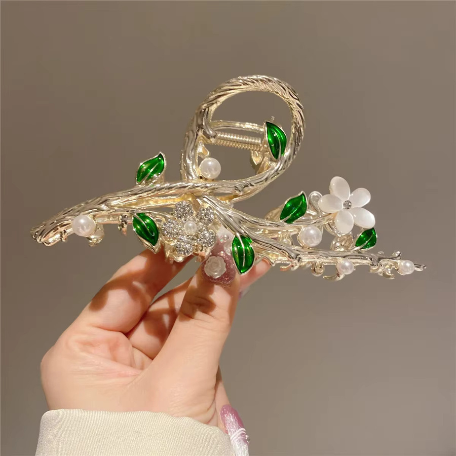 Haarklammer Flower Design, Faux Pearl Decor, Boho - Bild 2