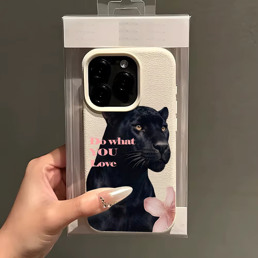 Black Panther Handyhülle mit Lychee-Textur für Apple iPhone in Pink - Bild 4