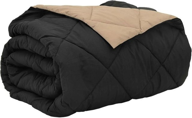 vidaXL Sommerdecke aus Mikrofaser in Schwarz und Beige, B/B: 220 x 260 cm - Bild 1