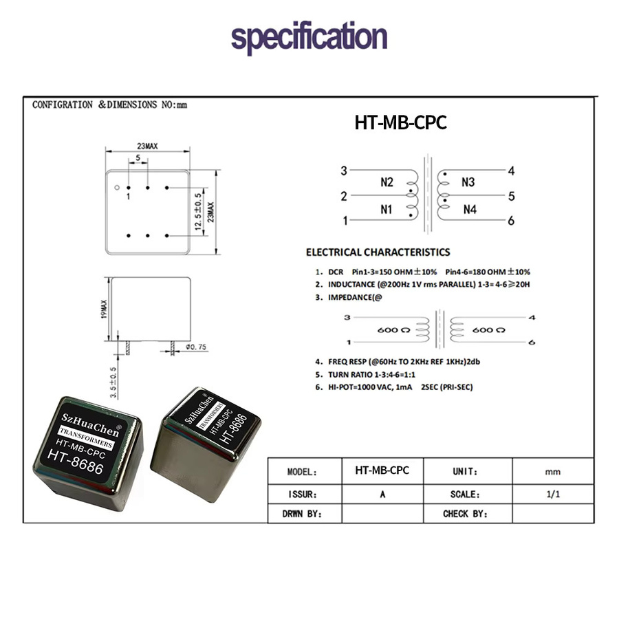 TITAK Permalloy 600 Audio-Transformator als Audio-Isolator und symmetrischer sowie unsymmetrischer Aufwärtsverstärker - Bild 2