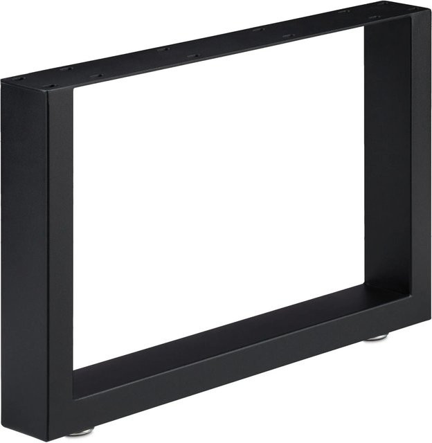 Relaxdays 2er Set Tischkufen aus Stahl in Schwarz Matt, Antirutsch, B: 64 cm, T: 40 cm - Bild 1