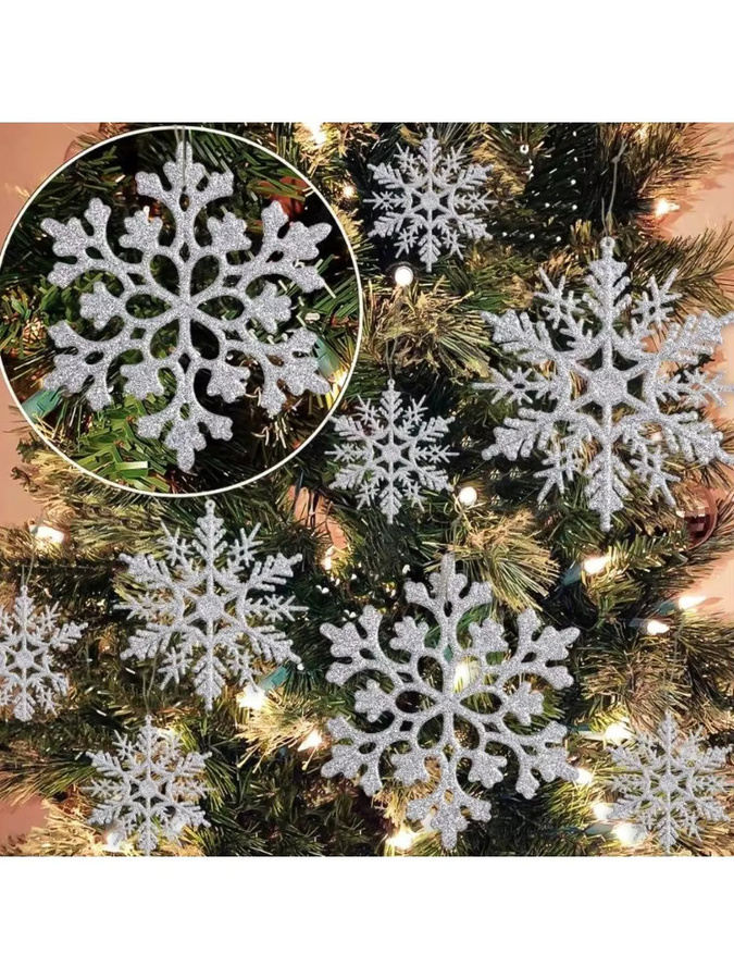 DUTRIEUX 36er Set Glitzer Schneeflocken Ornamente in Gold und Multicolour als Weihnachtsbaum Anhänger aus Kunststoff - Bild 5