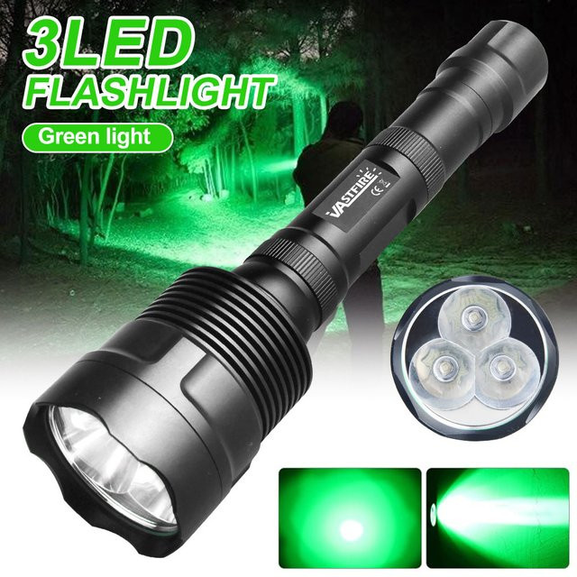 VASTFIRE Taktische LED Taschenlampe in Schwarz mit RGB-Lichtfunktionen (Rot, Grün, Blau, Weiß) und wasserdichtem Aluminiumgehäuse - Bild 1