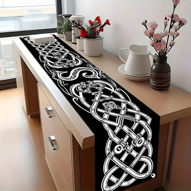 VIKAMA Wikinger Tischläufer aus Leinen in Schwarz, B/H: 90 x 33 cm - Bild 1