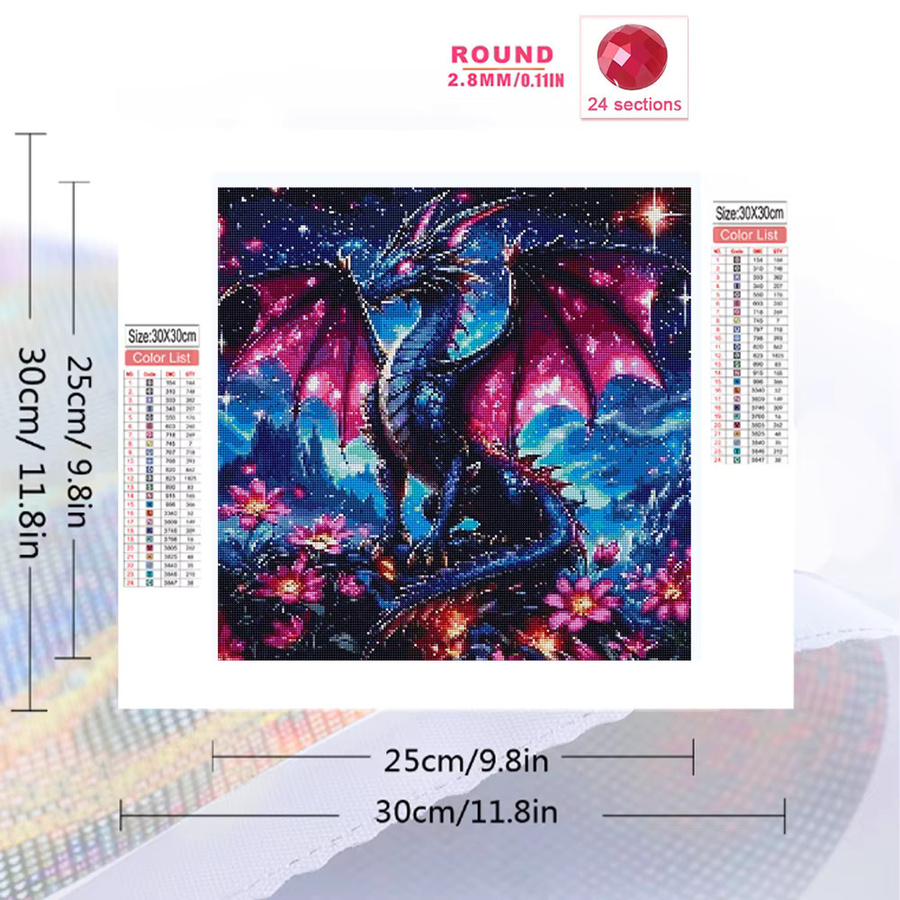 Momoart Diamant-Stickerei Drachen und Lotus Mosaik-Bild aus Acryl in Multicolour zur Wanddekoration - Bild 2