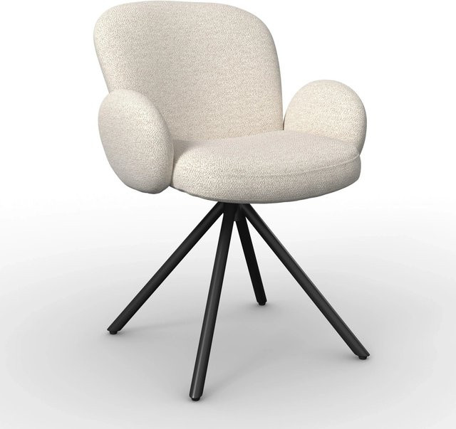 Bessagi Home Armlehnstuhl Josea in Creme Chenille, drehbar und gepolstert, Farbe: Beige, B/T/H: 63 x 85 x 120 cm - Bild 1
