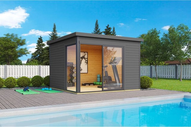 Lasita Gartenhaus Domeo 1 in Carbongrau mit Polycarbonat-Dach, B/T: 300 x 300 cm - Bild 1