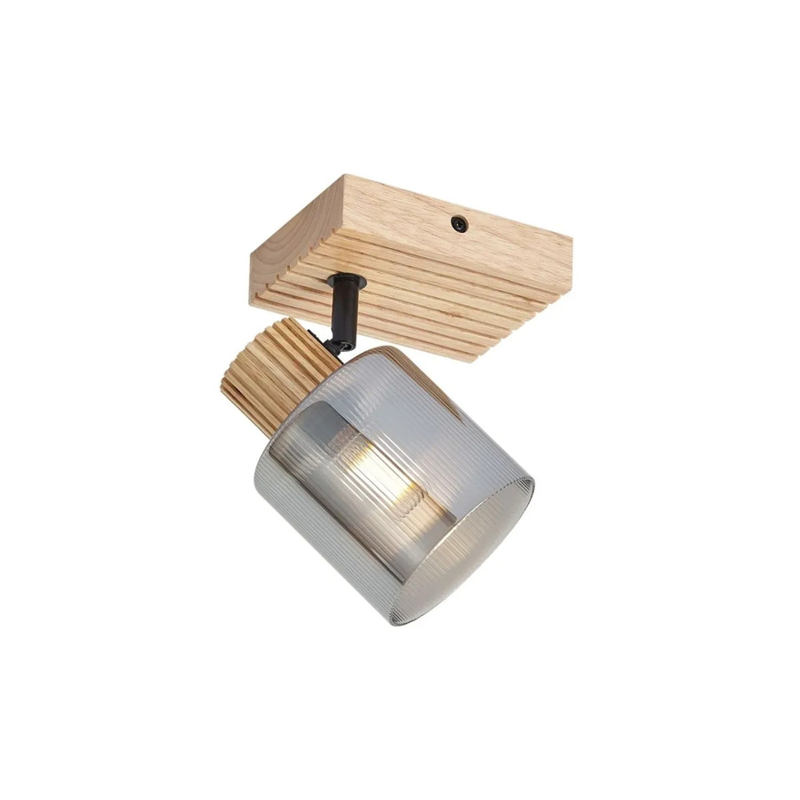 QAZQA Moderner Spot Gracy aus Holz mit Rauchglas in Braun-Taupe, drehbar und neigbar sowie dimmbar - Bild 2