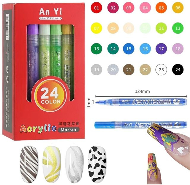 12-farbiger Nagelkritzelstift für Nagelkunst, Unisex - Bild 1
